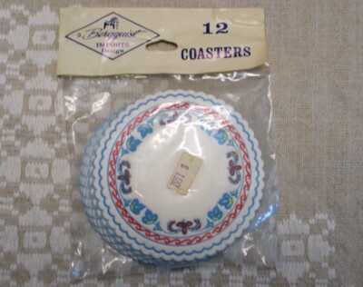 vintage Berquist Imports paper coasters, 12 count, Rosemaling design-image