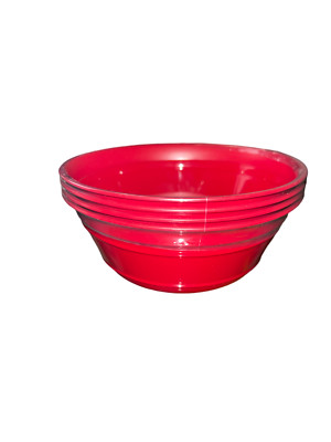Mainstays Reusable Plastic Red Bowls (4 pack)-image