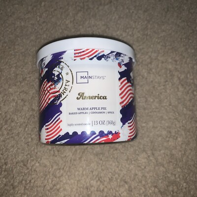 Mainstays America WARM APPLE PIE 13 oz. Highly Fragranced Triple Wick Candle-image