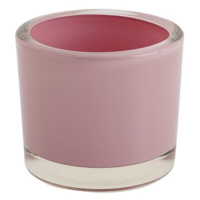 Frosted Pink Heavy Duty Glass Candle Holder 3.5 Inch by Design Imports NEW-image