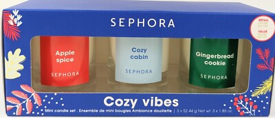 Sephora Cozy Vibes Candle 3pc Set: Apple Spice, Cozy Cabin, Gingerbread Cookie-image