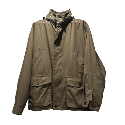 MEN'S BROWN LONDON FOG TOWNE RAINCOAT JACKET-SIZE L HIDDEN HOOD Vintage 1970’s-image