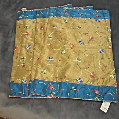 Vintage Pier One Applique Embroidery Gold Placemats Set of 4 Pansy Tri Color-image