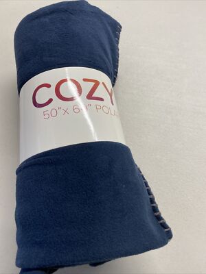 Navy Blue Cozy Soft Polar Fleece Throw Blanket - NWT- 50 x 60-image