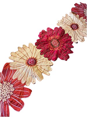 Pier 1 Fall Flowers Autumn Harvest Mums Table Runner 14 X 58 in. Red Brown-image