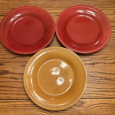 3-Pler 1 Imports Spice Route Paprika & Ginger Stoneware Dinner Plates 10 7/8”-image