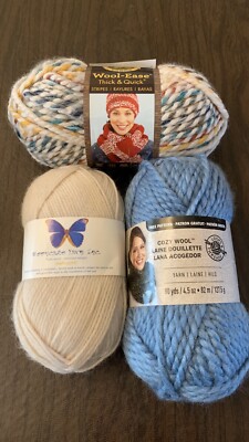 NEW Lot 3 Wool Lion Brand Yarn Hudson Bay Acrylic Super Bulky Cozy Wool Ease-image