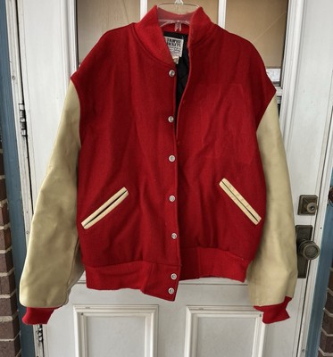 Vintage  Trophy Meca Sportswear Red Varsity Letterman Jacket Size 40 Rare-image