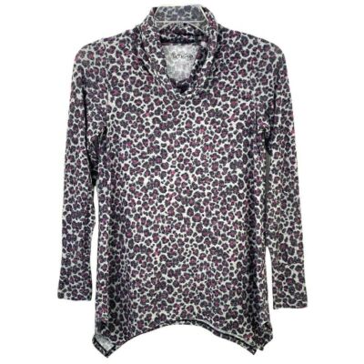 Soft & Cozy Company Leopard Top Sweater Size S Cowl Neck Long Sleeve-image