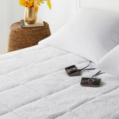  Warm & Cozy Heated Sherpa Mattress Pad  Dual Controls, Queen-image