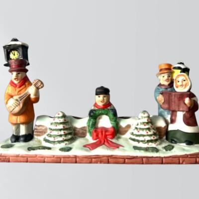 Porcelain Dickens Design Candle Log Carolers MSR Imports 1990 Original Box #3410-image
