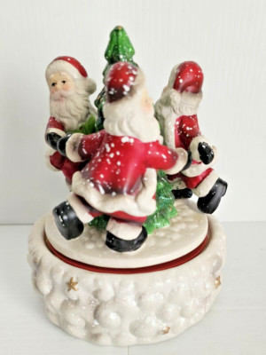 Vintage Santas Best Animated Music Box Christmas Santa Claus Wind Up Decor-image