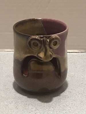 MudWorks Pottery Edgar The Egg Separator Grumpy Face Stoneware Brown-image