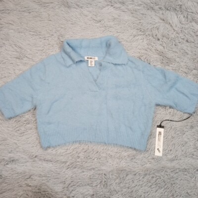 William Rast Sweater Womens M Blue Soft Cozy Comfort Casual Cropped V Neck New-image