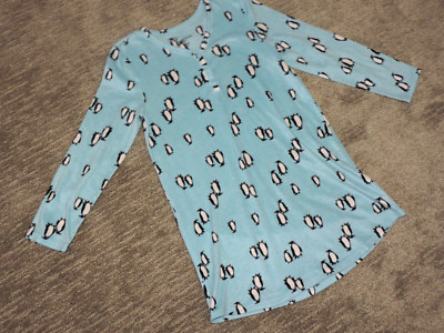 Croft And Barrow Brand Penguin design Fleece sleepshirt SZ S 100% poly 36