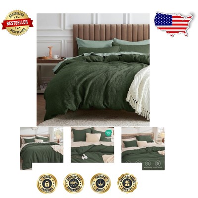 Extra Cozy Olive Green California King Comforter Set - 100% Cotton & OEKO-TEX-image