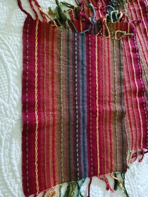4 Pier 1 Imports Multi Colored Heavy Spicy Stripe Placemats With Fringe Boho 4-image
