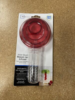 BPA FREE NEW MAINSTAYS INFUSER WIDE MOUTH Mason Jar Lid And Infuser Straw Hole -image
