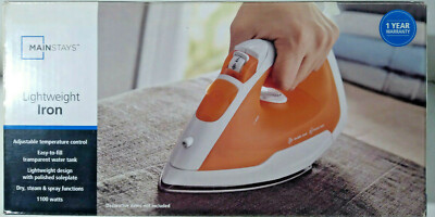 Mainstays 1100W Lightweight Steam Iron Adjustable Heat Handheld-image