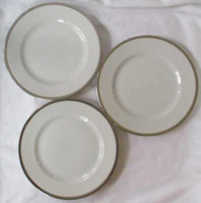 PIER 1 WHITE & PLATINUM SALAD PLATE - SET OF 3-image