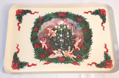 Design Imports Melamine Serving Tray Christmas Tree Wreath Made in Italy 17.5
