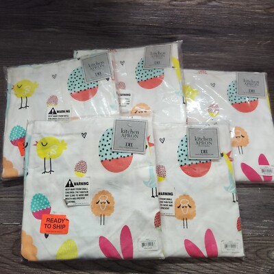 Lot of 5 EASTER CHEF'S APRONs Hipster Apron Design Imports 90952-image