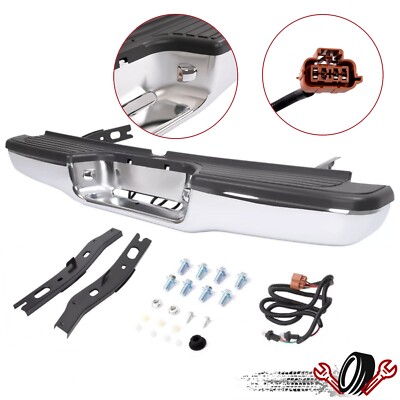 For Toyota Tacoma 1995-2004 Complete Chrome Rear Steel Step Bumper Assembly-image