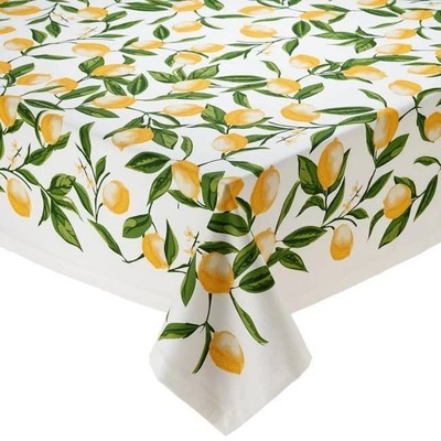 Design Imports Lemon Bliss Printed Tablecloth, 52x52-inches-image