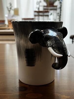 Pier 1 Imports Elephant Coffee Mug Cup w/Trunk Handle 16 oz-image