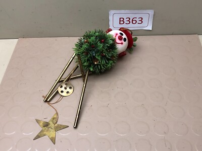 Vintage Christmas Blow Mold Snowman Round Greenery Ball Poinsettia Wind Chime-image