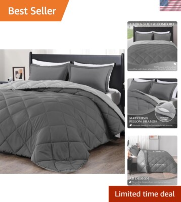 Soft Brushed Microfiber King Comforter Set - Cozy Bedding for All Seasons-image