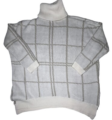 Jodifl Womens Sweater Large Brown Textured Cozy Pullover Boxy Turtleneck Tunic-image