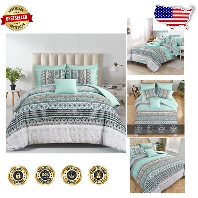 Chic Bohemian 8-Piece Bedding Set in Sage Green - Full Size Comfort and Style-image