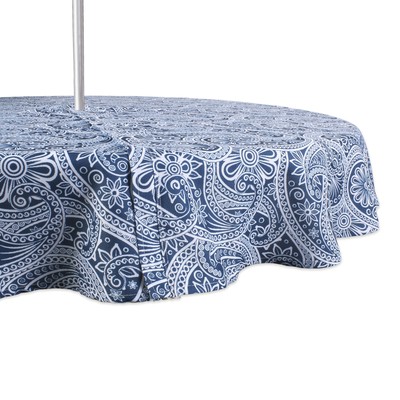 DII Blue Paisley Print Outdoor Tablecloth With Zipper 60 Round-image