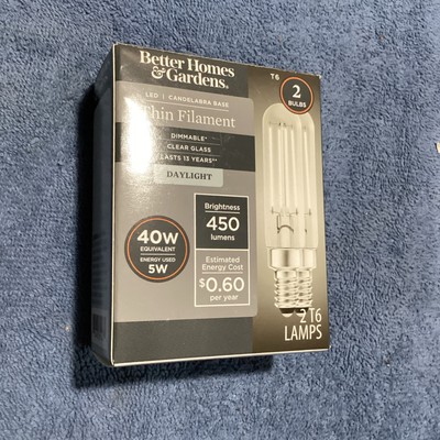 Better Homes & Gardens T6 LED Daylight Light Bulb, 4 Watts (40W Equiv) 2 bulbs-image