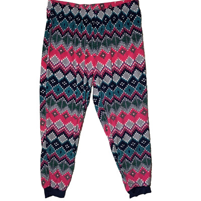DEARFOAM COZY COMFORT PAJAMA PANTS WOMENS LARGE FAIR ISLE COLORFUL JOGGER-image