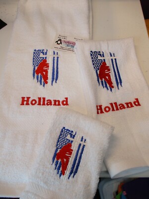 Lineman Red White Blue Flag Lineman Personalized 3 Piece Bath Towel Set Gift-image