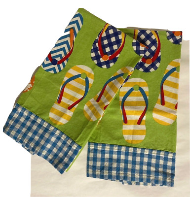 Sandals Flip Flops ~ DII Design Imports BEACH - Dish Towels - Pair of 2-image