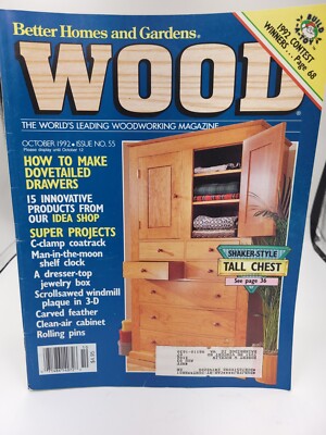 Wood October 1992  Better Homes & Gardens Shaker Style Tall Chest #55 Woodworkin-image