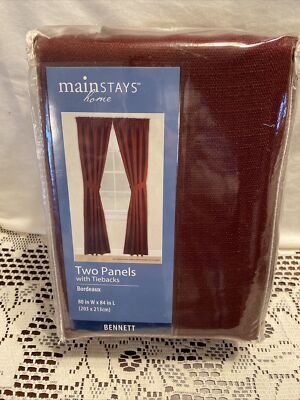   Mainstays Home 2 Panels & Tiebacks Bordeaux BENNETT 80