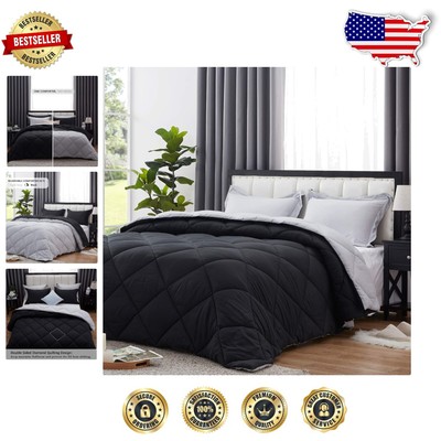 Reversible King Comforter Set - Elegant Down Alternative Bedding for Cozy Nights-image