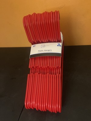Mainstays Clothing Hangers, Durable Plastic Red 18 Pack-image