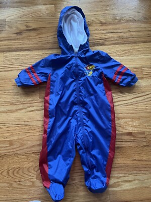 30a Vtg Kansas Jayhawks Starter Footed Wind Suit Jacket/Pant 6/9 months-image