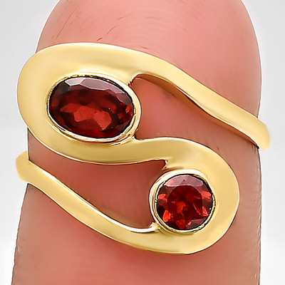 18K Gold Over Brass Natural Gemstones Oval Shape Ring s.5-8 RM1039 TGR1007-image