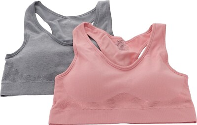 AnyBody Rib Seamless Cozy Lounge Bralette 2Pc Rose Heather Grey L NWOT (585)-image