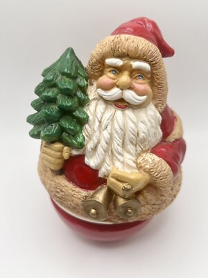 VTG. CHRISTMAS musical, Santa Claus is Coming to Town, wind up, Weeble Santa,-image