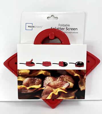 Mainstays Foldable Silicone Splatter Screen Quartered. New In Original Packaging-image