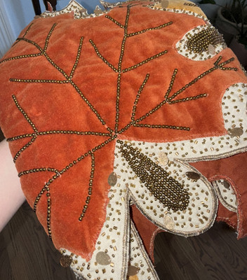 Pier 1 Imports Beaded Embroidered Fall Leaves Table Runner 19in X 72in-image