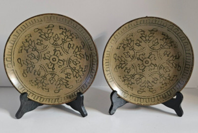 Set of 2 Pier 1 BATIK Olive Green 8 1/4 