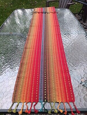 Pier 1  Multi Warm Colored  Table Runner Braided End's Southwestern Autumn Long-image